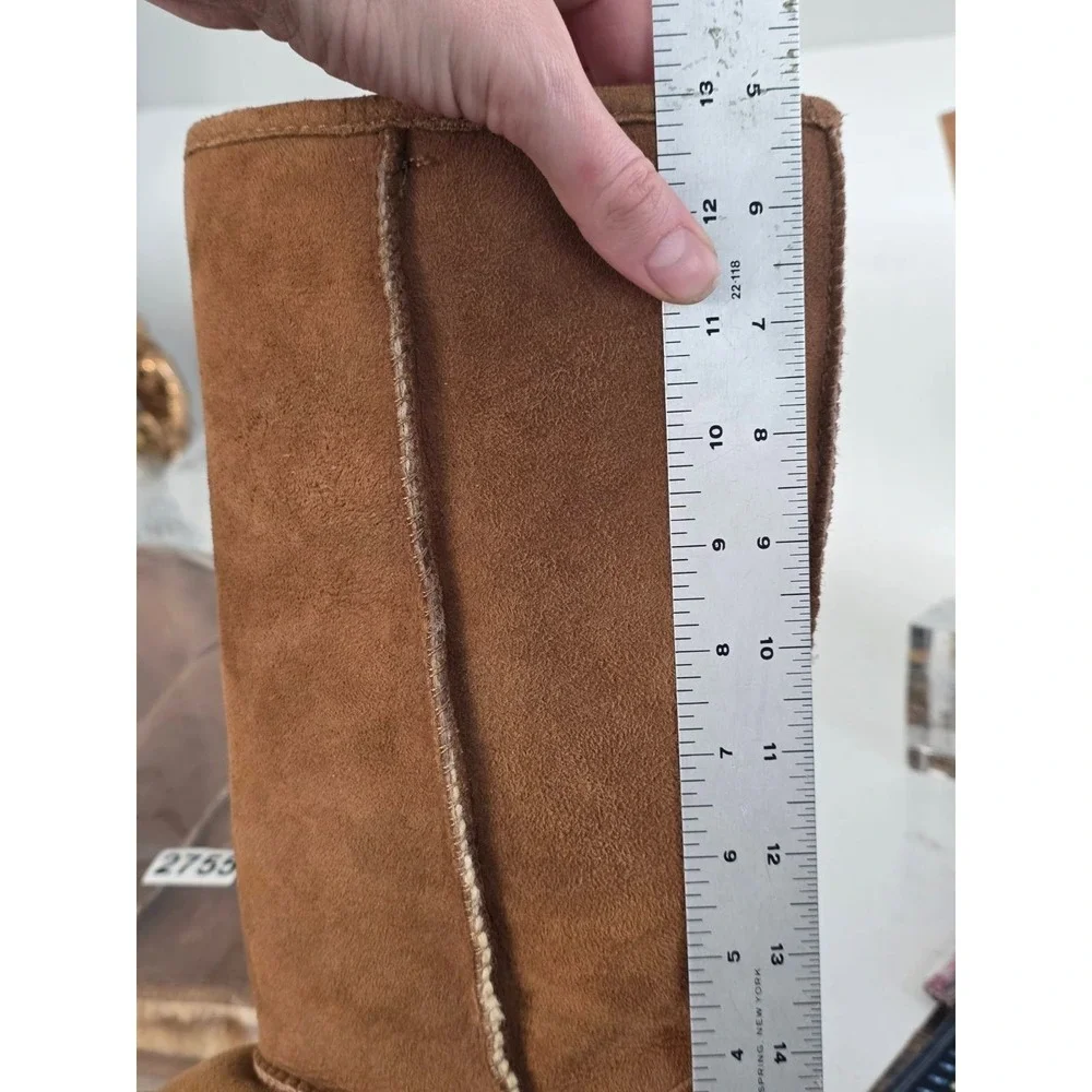 L.L. Bean Boots Women's Size 6 Medium Brown Suede Fur Tall Winter Shoes